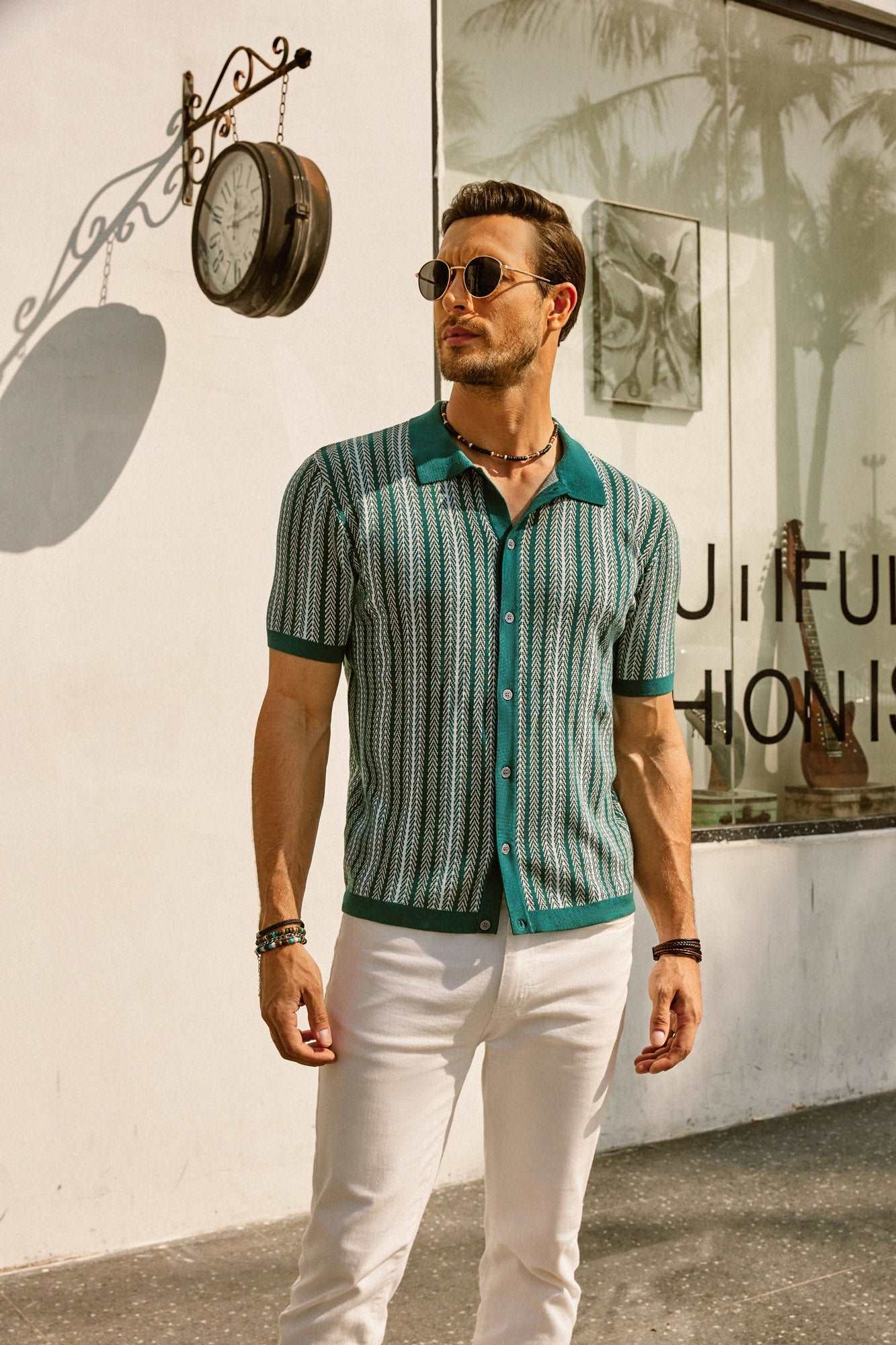 Felix | Retro Stripe Button-Down Polo Shirt