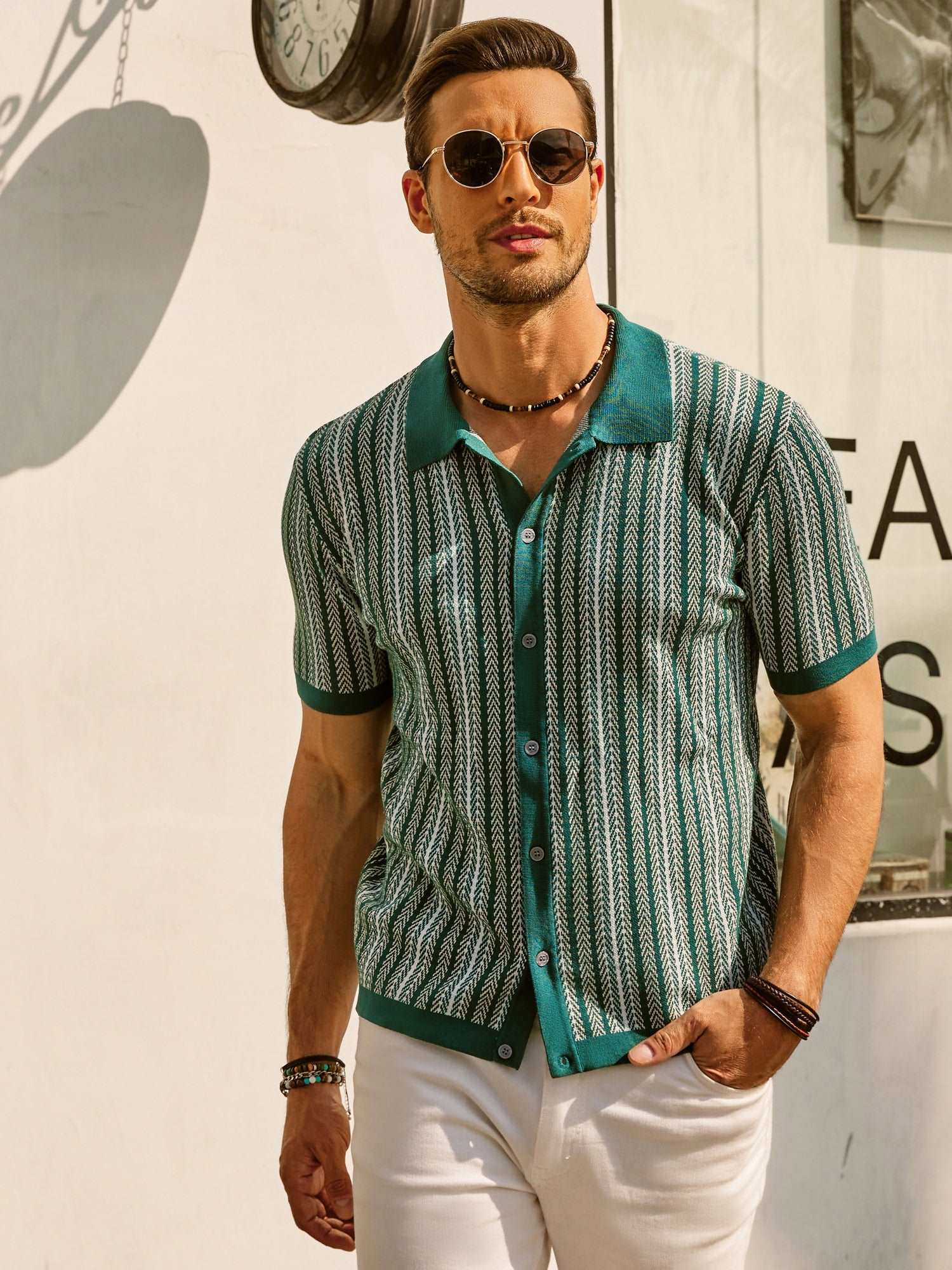 Felix | Retro Stripe Button-Down Polo Shirt