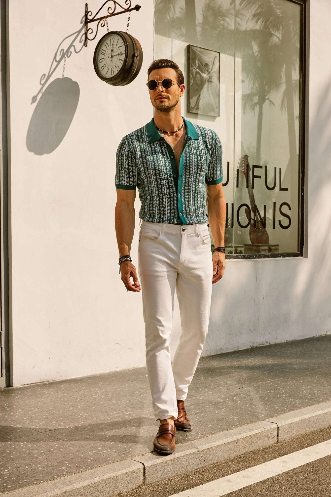 Felix | Retro Stripe Button-Down Polo Shirt